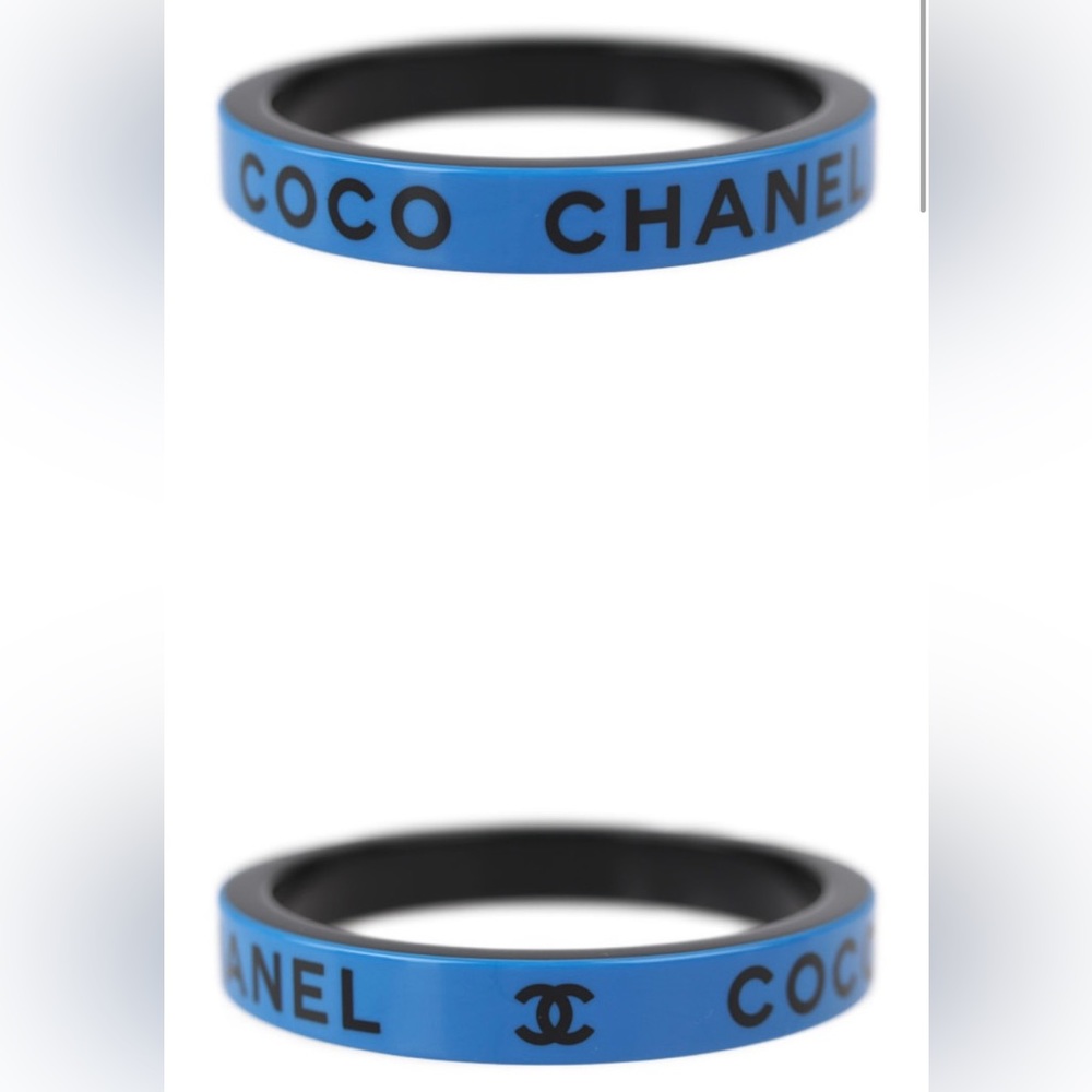 Blue and black Chanel resin bangle bracelet